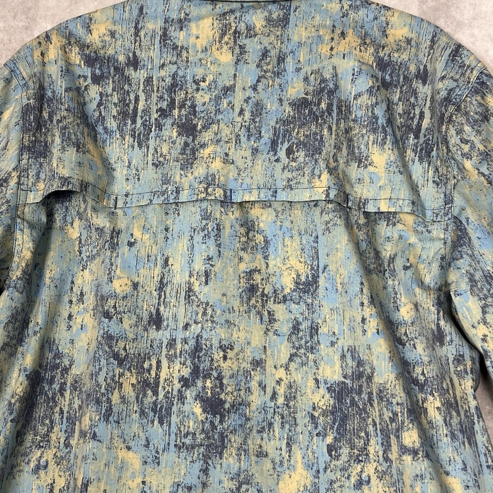 Reel Legends Performance Outfitters Men's Small L/S Blue/Green Camo Shirt - Picture 9 of 12